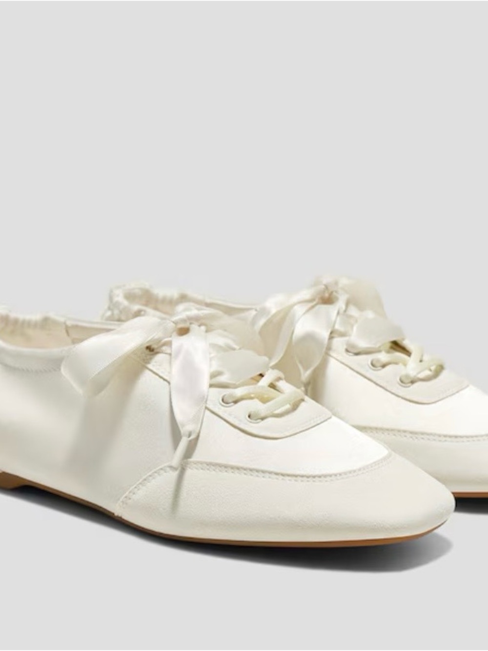 Women’s Satin Ribbon Lace-Up Sneakers in Cream